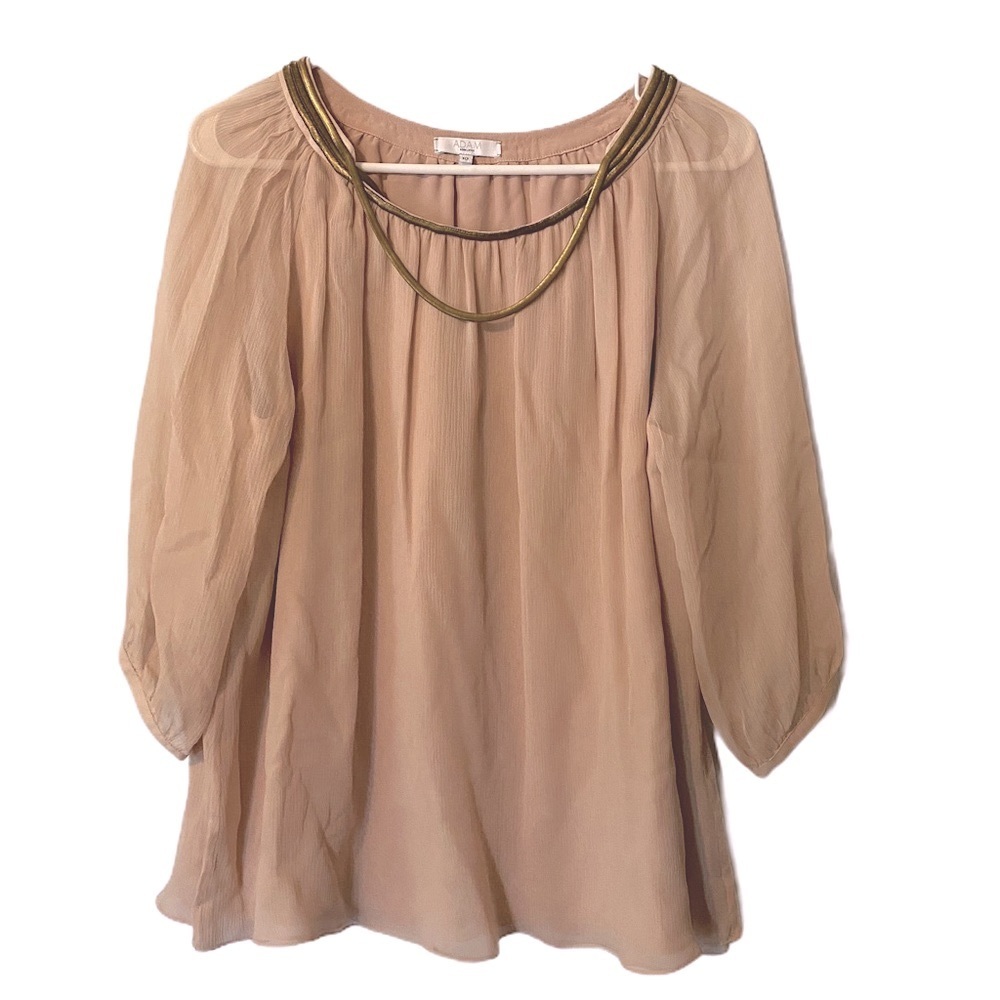 Adam by Adam‎ Lippes Peach Silk Blouse Gold Detail Size 10